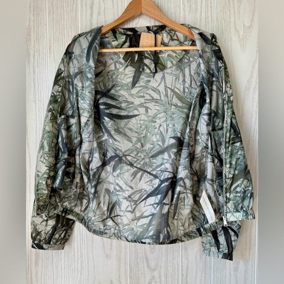 Massimo Dutti Palm Leaf Printed Bomber Jacket Lightweight Size M NWOT - Picture 5 of 7